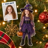Personalized Kids Halloween Costume Photo Ornament - Custom Acrylic Christmas Keepsake - image 1