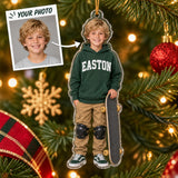 Personalized Kids Skateboard and Wheels Photo Ornament - Custom Acrylic Christmas Keepsake - image 1