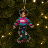 Personalized Kids Skateboard and Wheels Photo Ornament - Custom Acrylic Christmas Keepsake - image 2
