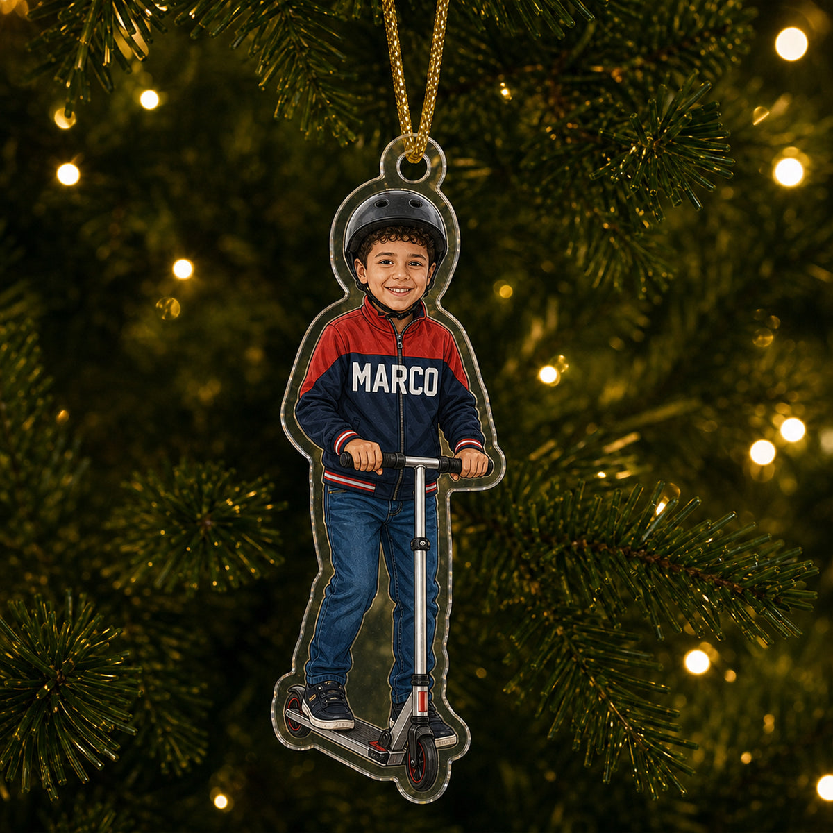 Personalized Kids Skateboard and Wheels Photo Ornament - Custom Acrylic Christmas Keepsake - image 3