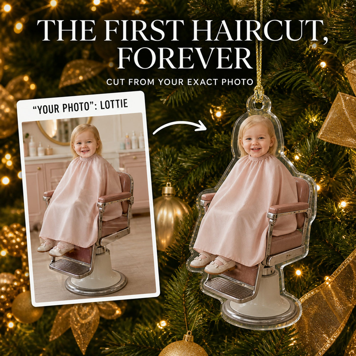 Personalized Kids First Haircut Photo Ornament - Custom Acrylic Christmas Keepsake - image 1