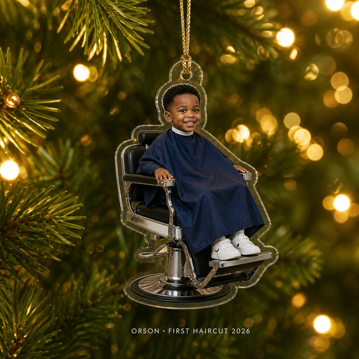 Personalized Kids First Haircut Photo Ornament - Custom Acrylic Christmas Keepsake - image 2