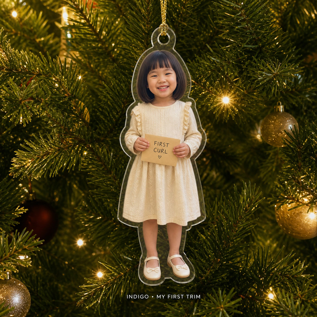 Personalized Kids First Haircut Photo Ornament - Custom Acrylic Christmas Keepsake - image 3
