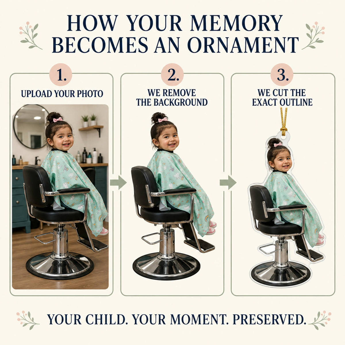 Personalized Kids First Haircut Photo Ornament - Custom Acrylic Christmas Keepsake - image 5