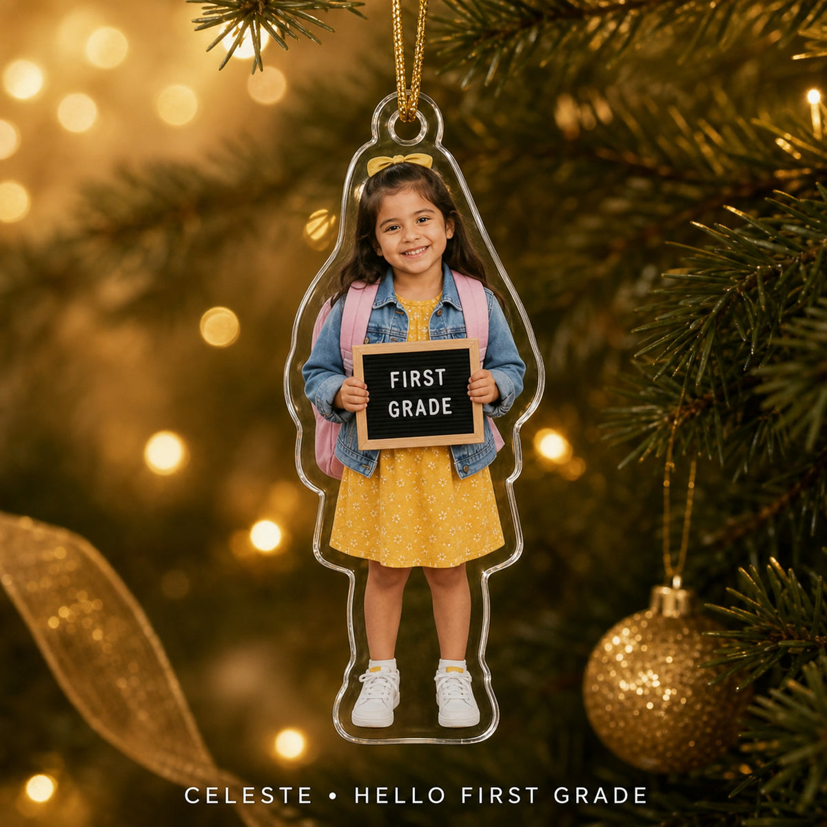 Personalized First Day of School Photo Ornament - Custom Acrylic Christmas Keepsake - image 3