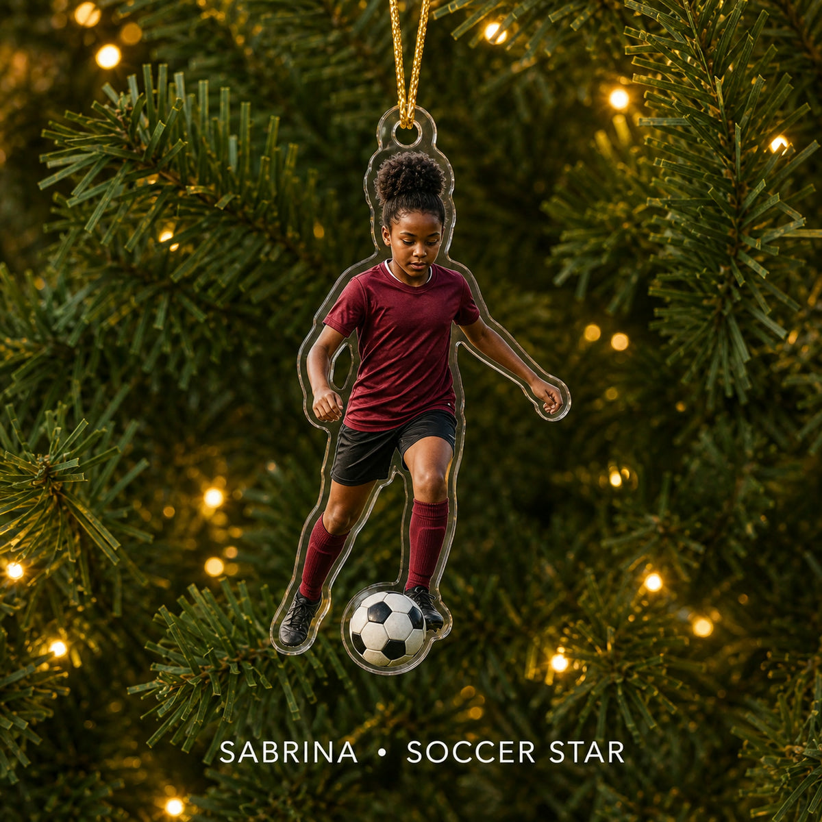 Personalized Youth Sports Athlete Photo Ornament - Custom Acrylic Christmas Keepsake - image 2