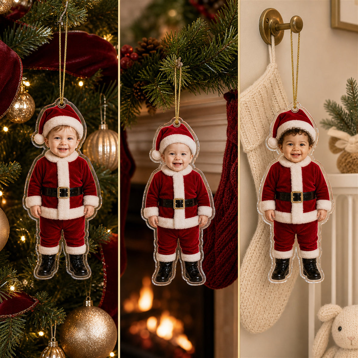 Personalized Baby Santa Christmas Photo Ornament - Custom Acrylic Christmas Keepsake - image 5