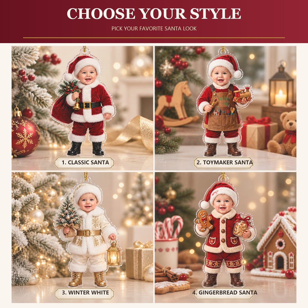 Personalized Baby Santa Christmas Photo Ornament - Custom Acrylic Christmas Keepsake - image 9