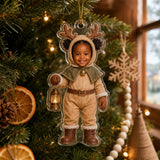 Personalized Baby Reindeer Christmas Photo Ornament - Custom Acrylic Christmas Keepsake - image 2