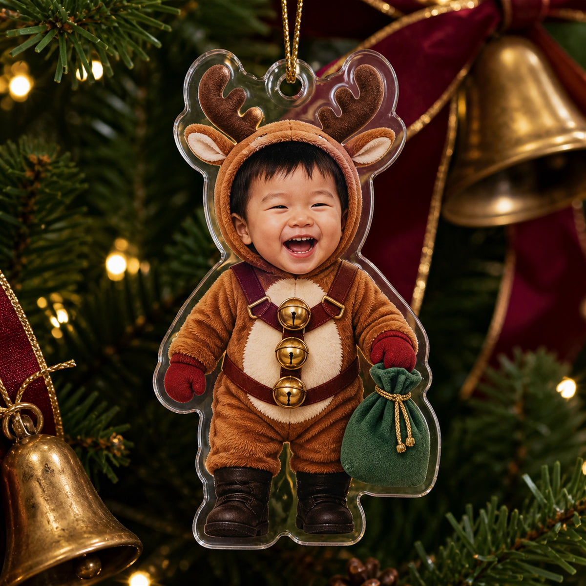 Personalized Baby Reindeer Christmas Photo Ornament - Custom Acrylic Christmas Keepsake - image 3